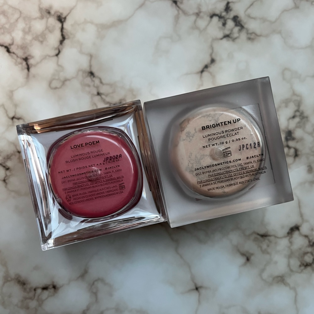 Jaclyn Hill Beauty Blush in Love Poem and Brighten Up Powder